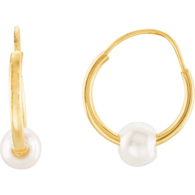 Yaf Sparkle, Freshwater Pearl Hoop Earrings