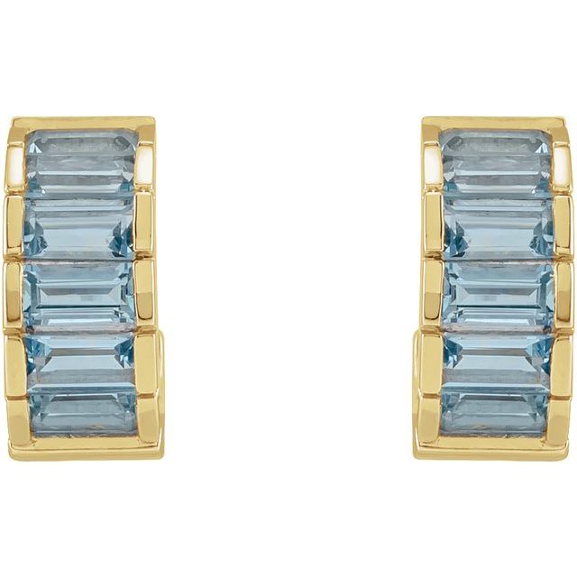 Yaf Sparkle, Aquamarine Huggie Earrings