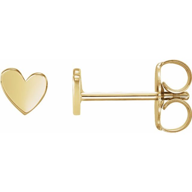 14K Yellow Gold Asymmetrical Heart Stud Earrings