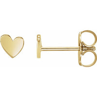 14K Yellow Gold Asymmetrical Heart Stud Earrings