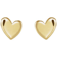 14K Yellow Gold Asymmetrical Heart Stud Earrings