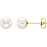 14K Yellow Gold Freshwater Pearl Stud Earrings