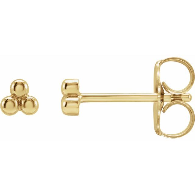 14K Yellow Gold Three-Bead Stud Earrings