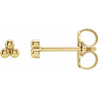 14K Yellow Gold Three-Bead Stud Earrings