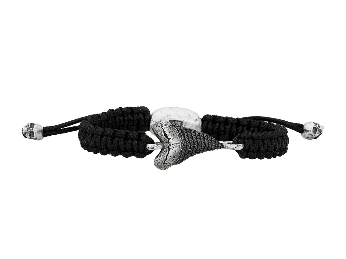 John Varvatos, Shark Tooth with  Black Diamonds Cord Bracelet