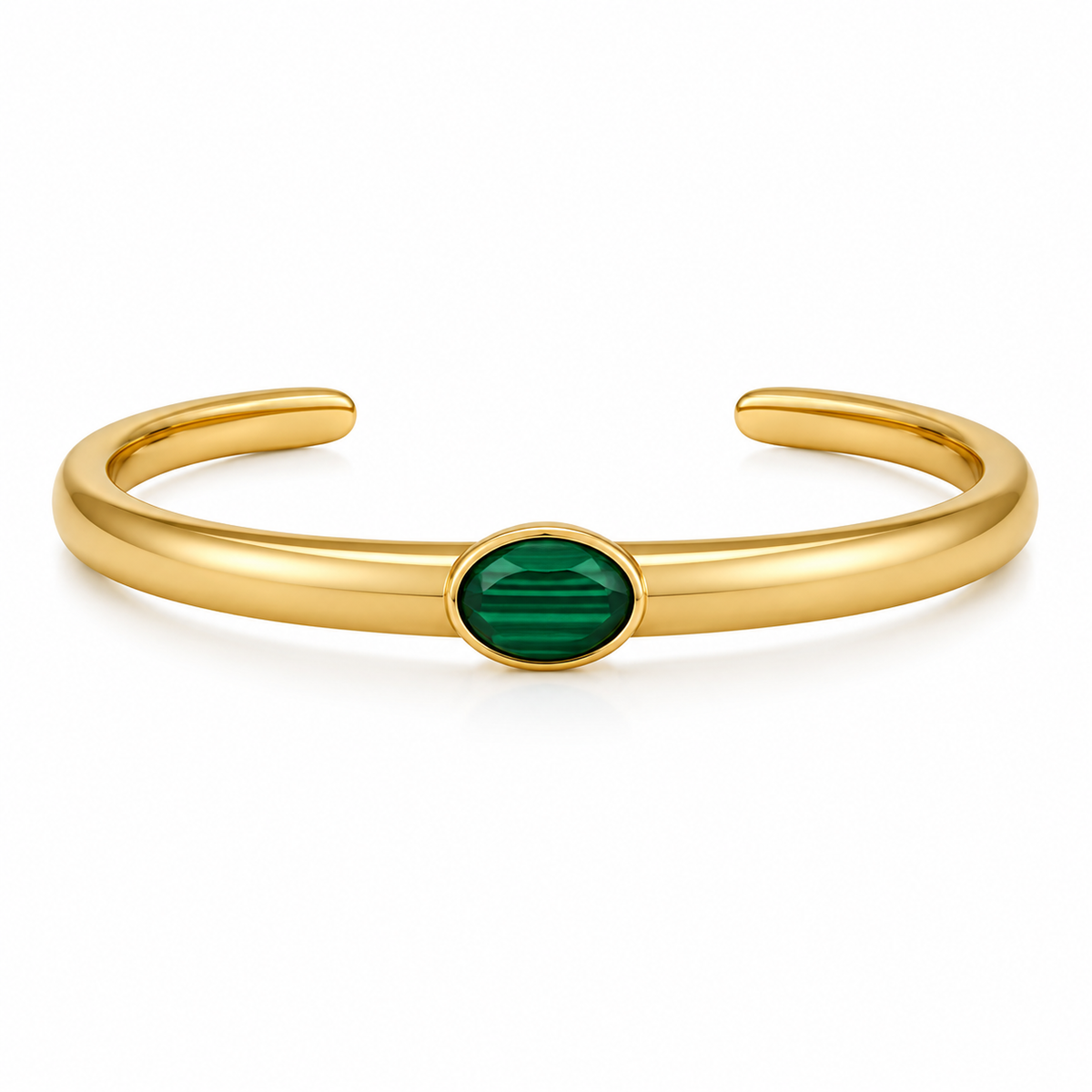 John Varvatos Luxe 18K Yellow Gold Malachite Cuff Bracelet