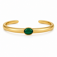 John Varvatos Luxe 18K Yellow Gold Malachite Cuff Bracelet