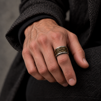 John Varvatos, Multi Strand Ring with Black Diamonds