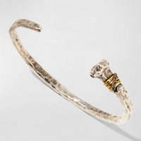 Men's Distressed Cuff Bracelet w/ Black Diamonds