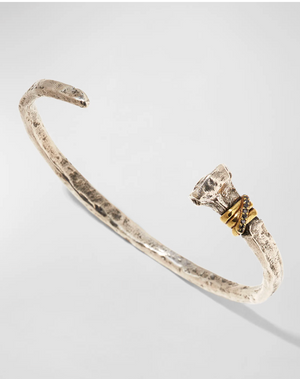Men's Distressed Cuff Bracelet w/ Black Diamonds
