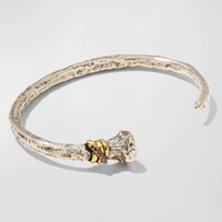 Men's Distressed Cuff Bracelet w/ Black Diamonds