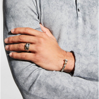 Men's Distressed Cuff Bracelet w/ Black Diamonds