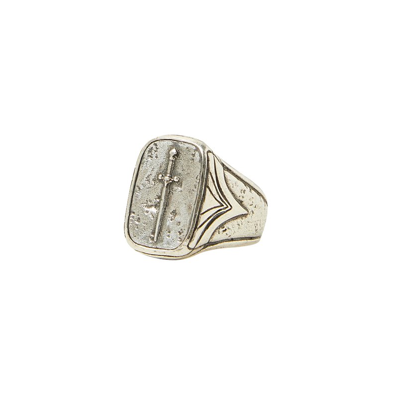John Varvatos sterling silver signet ring with dagger motif