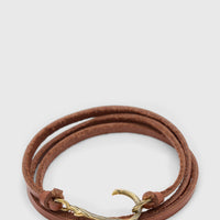 John Varvatos Thorn Brass Wraparound Bracelet — Brown Leather — view A