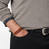 John Varvatos Thorn Brass Wraparound Bracelet — Brown Leather — view B