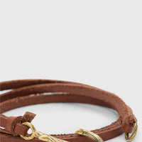 John Varvatos Thorn Brass Wraparound Bracelet — Brown Leather — view C