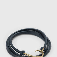 John Varvatos Thorn Brass Wraparound Bracelet — Black Leather — view A