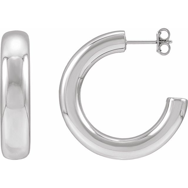 Yaf Sparkle Sculpted Silver Puffed Hoops — 30 mm