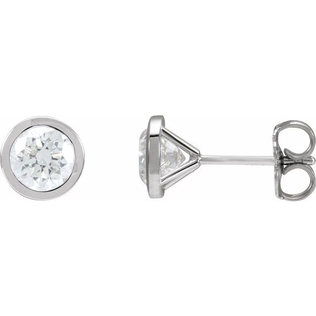 Yaf Sparkle Lumière Bezel Diamond Studs — 1½ CTW Lab-Grown, 14K White Gold