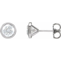 Yaf Sparkle Lumière Bezel Diamond Studs — 1½ CTW Lab-Grown, 14K White Gold