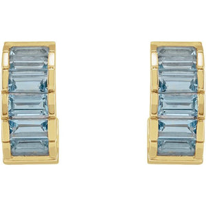 Yaf Sparkle, Aquamarine Huggie Earrings