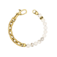 John Varvatos, Half Beaded/Half Chain with Howlite Bracelet