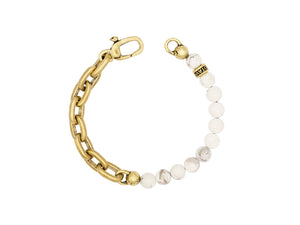 John Varvatos, Half Beaded/Half Chain with Howlite Bracelet