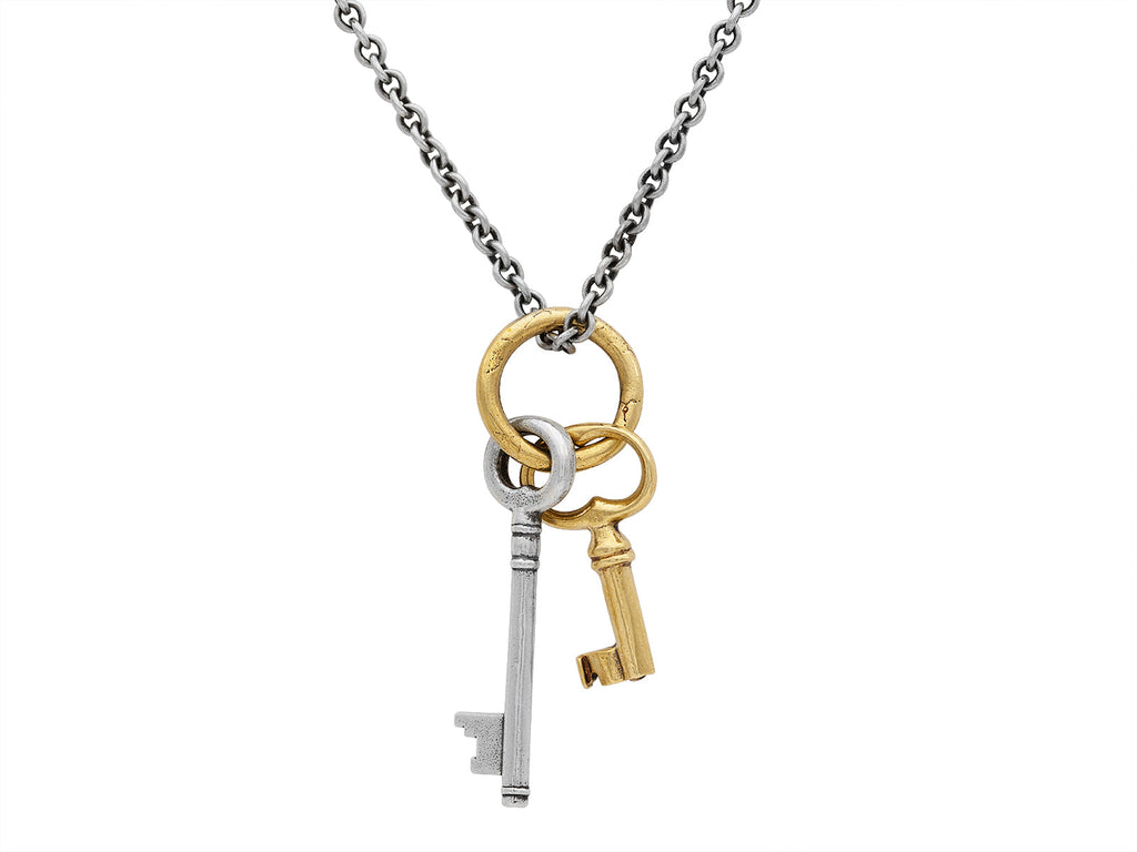 John Varvatos, Brass/Sterling Silver Keychain Necklace