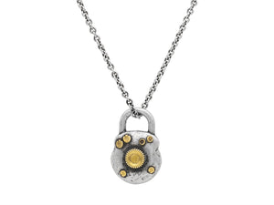 John Varvatos, Brass/Silver Locket Necklace