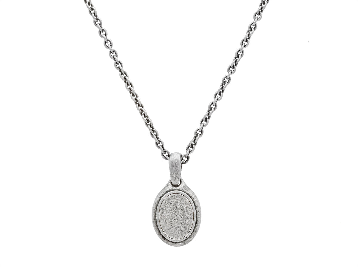 John Varvatos, Silver Oval Medallion Necklace