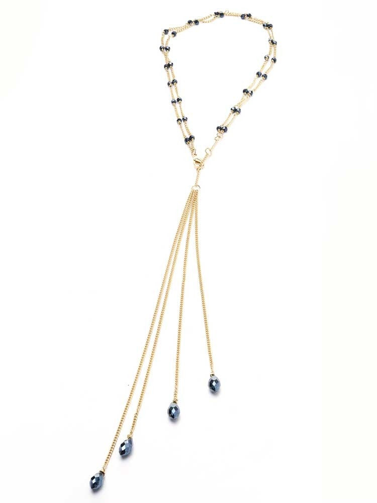 Yaf Sparkle, Onyx Y Drop Necklace