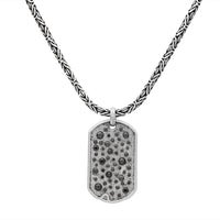 John Varvatos, Stardust Silver Necklace ID Tag with Black Diamonds