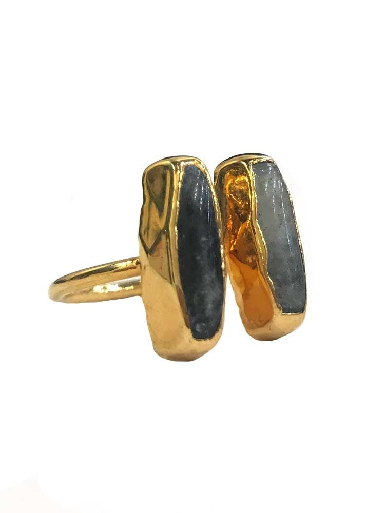 Yaf Sparkle, Double Agate Ring