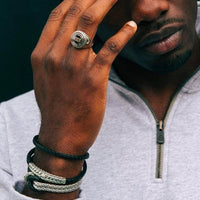 Buddha to Buddha, Barbara Double Leather Black Bracelet