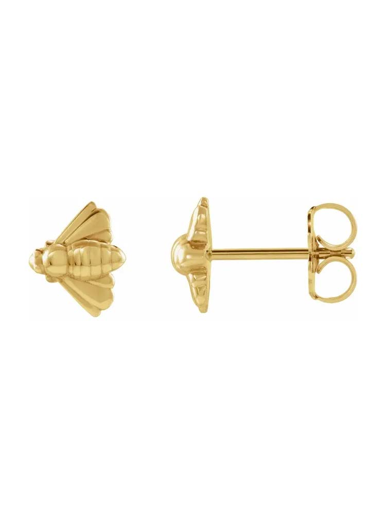 Yaf Sparkle, 14K Gold Bee Earrings