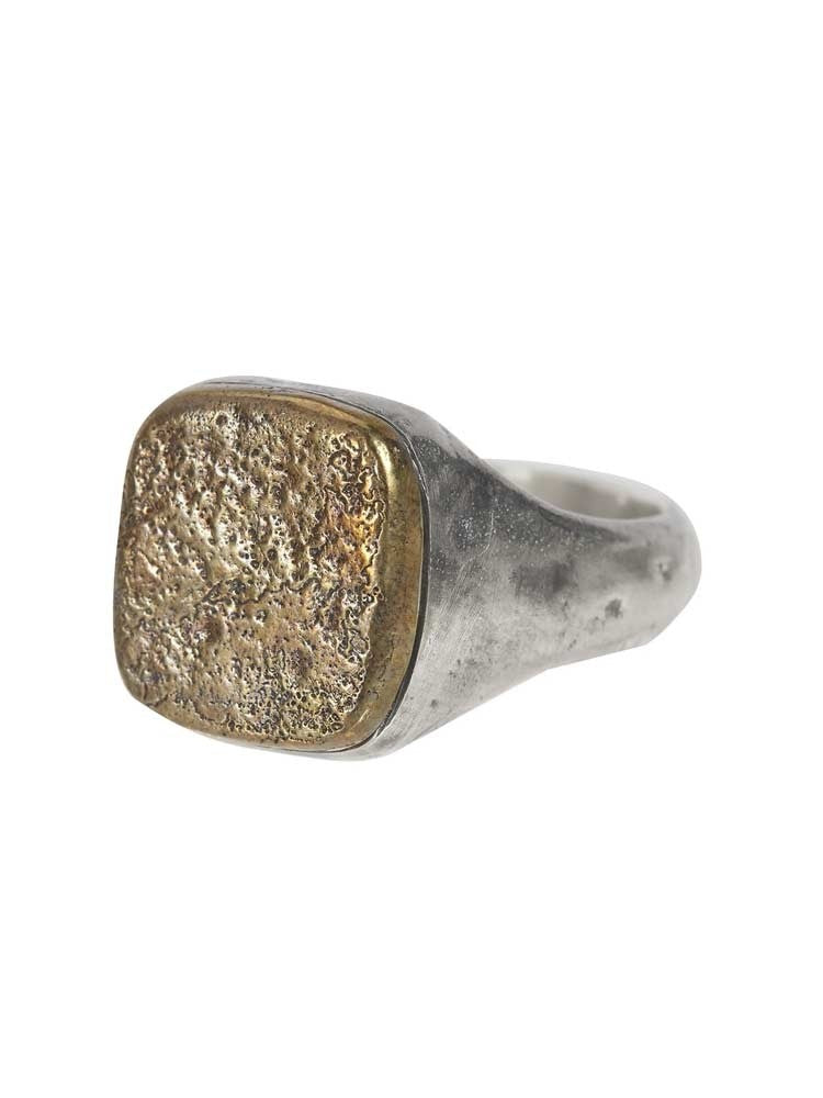 John Varvatos, Silver Signet Ring with Brass Top