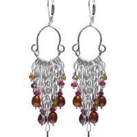 Delanacre, Ruby & Pearl Chandelier Earrings "Legend"