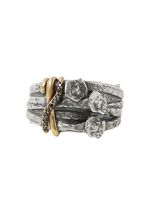 John Varvatos, Nail Cluster Ring with Black Diamonds