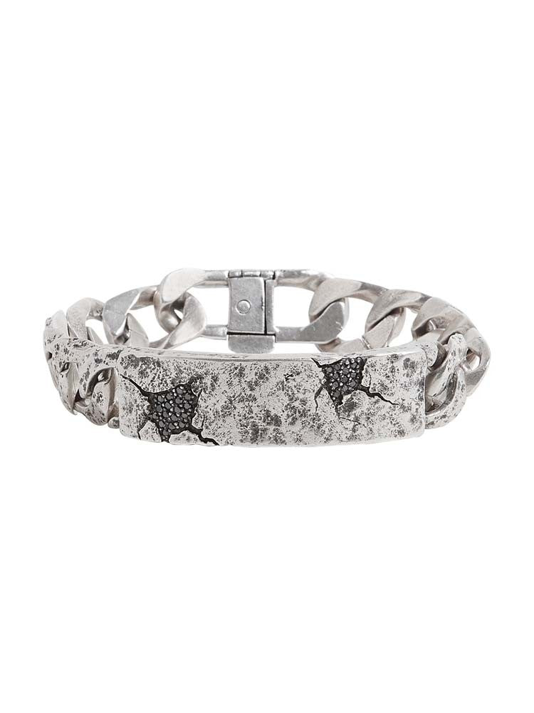 John Varvatos, ID Bracelet with Black Diamonds