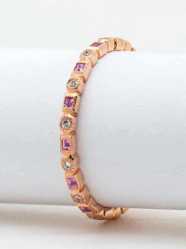 Yaf Sparkle, French Cut Pink Sapphire Mini Band
