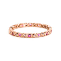 Yaf Sparkle, French Cut Pink Sapphire Mini Band