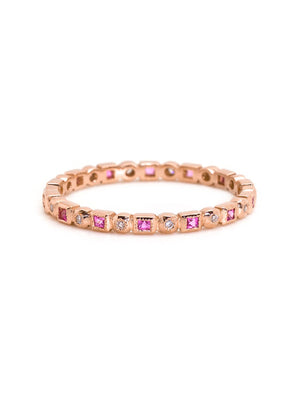 Yaf Sparkle, French Cut Pink Sapphire Mini Band