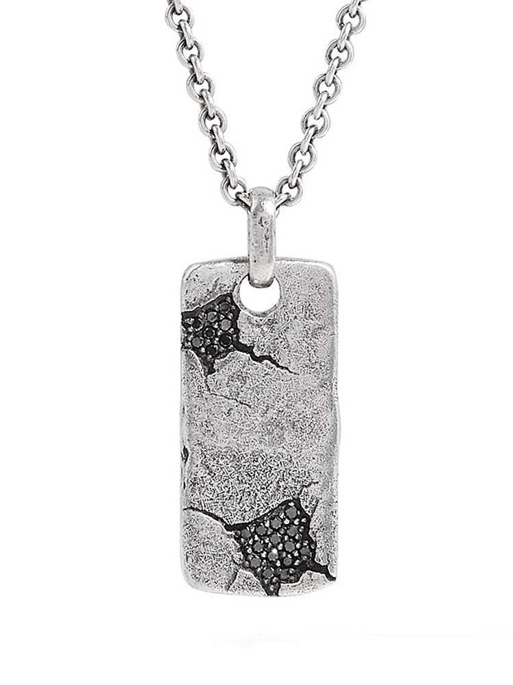 John Varvatos, Dog Tag Necklace with Diamonds