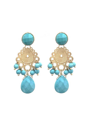 Yaf Sparkle, Turquoise Pear Shaped Earrings