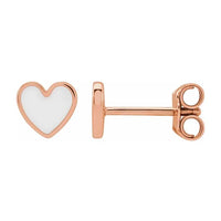 Yaf Sparkle, Enamel Heart Stud Earrings
