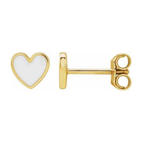Yaf Sparkle, Enamel Heart Stud Earrings