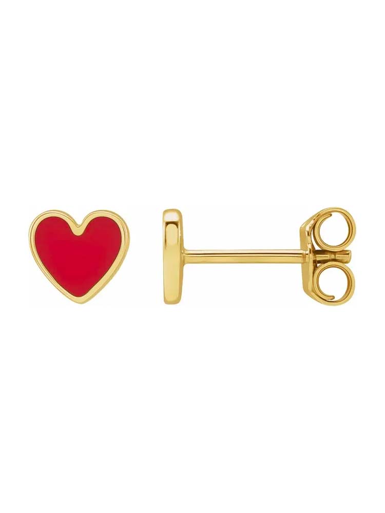 Yaf Sparkle, Enamel Heart Stud Earrings