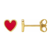 Yaf Sparkle, Enamel Heart Stud Earrings