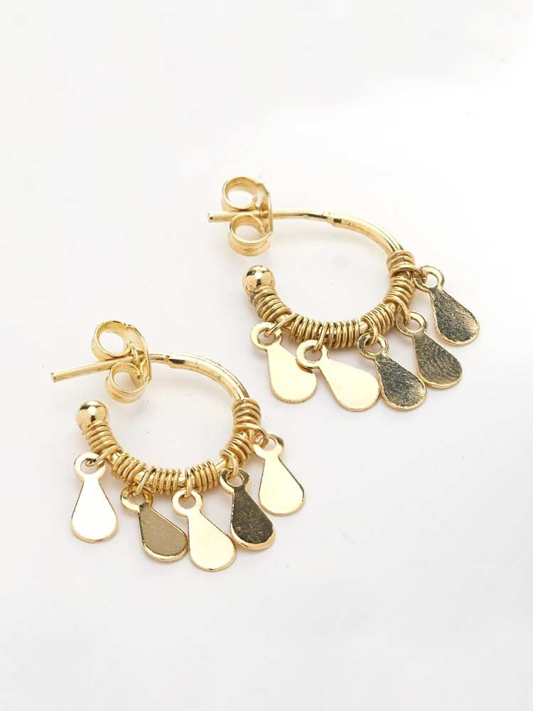 Yaf Sparkle, Dangling Teardrops Hoop Earrings