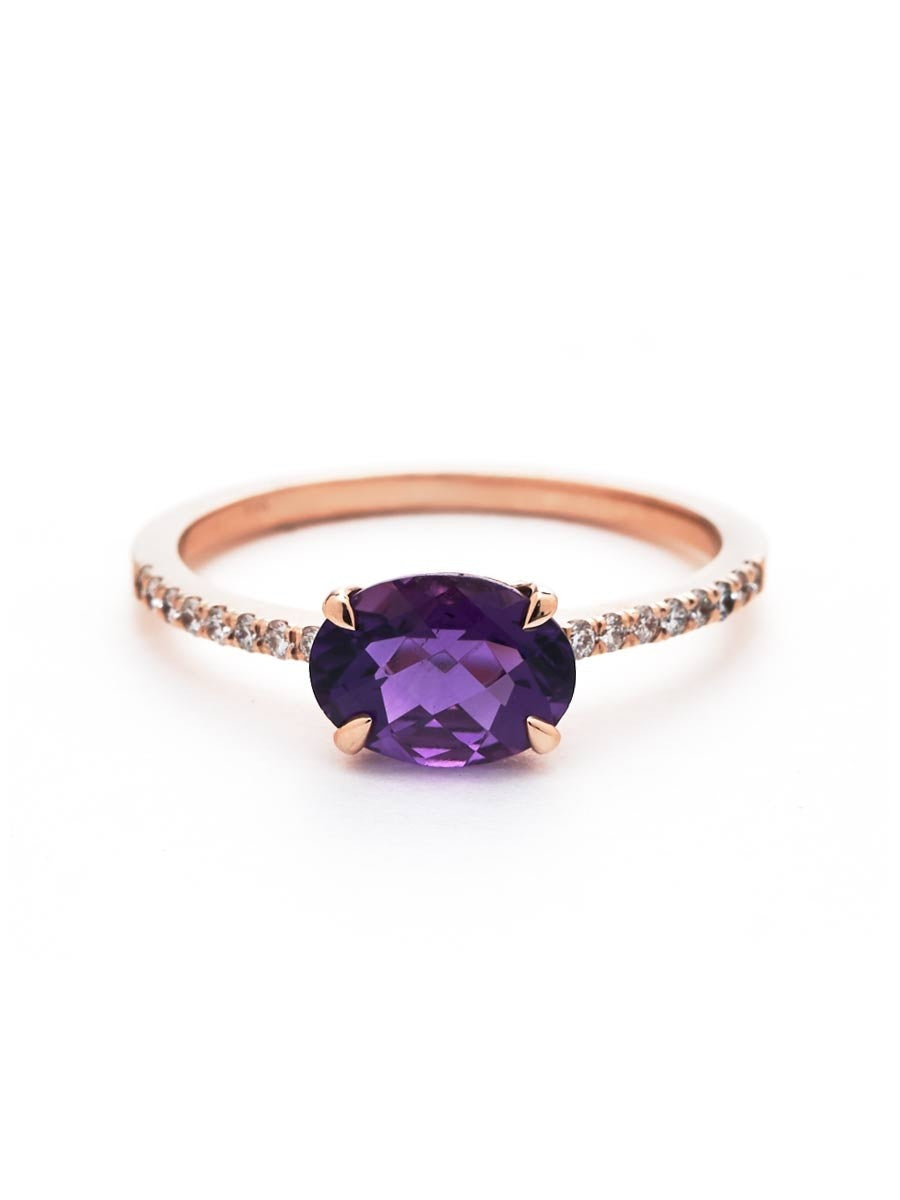 Sarah Michiko, Horizontal Oval Amethyst Ring